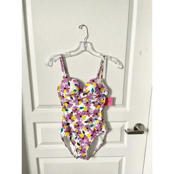 Kate Spade Floral One Piece Swimsuit Wallflower White XS New - Picture 5 of 13